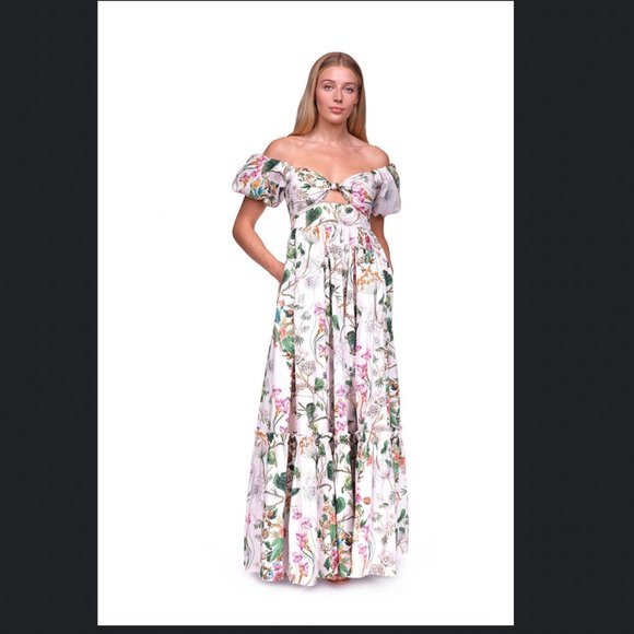 Cara Cara Peyton Gown Maxi Dress Whimsical Ivory - Picture 3 of 5